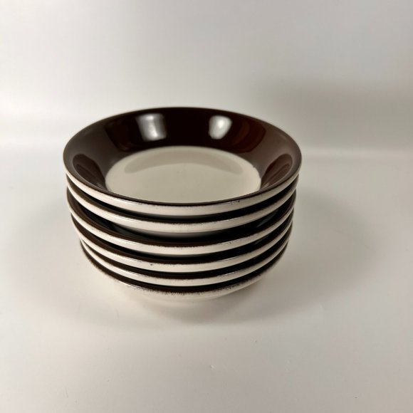 Vtg Jackson Custom China Saucers Brown White Union Made Restaurant Ware Lot of 6 - Picture 2 of 9